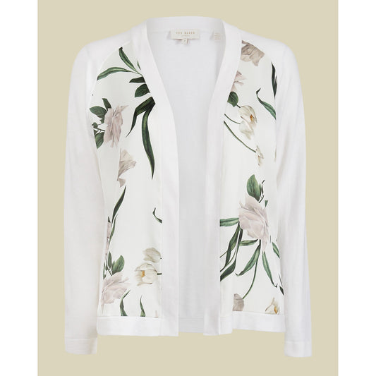 Women Tayaa-Elderflower Woven Front Wrap Cardi - White