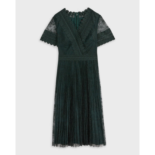 Women Sonyyia-Faux Wrap Lace Midi Dress - Dark-Green