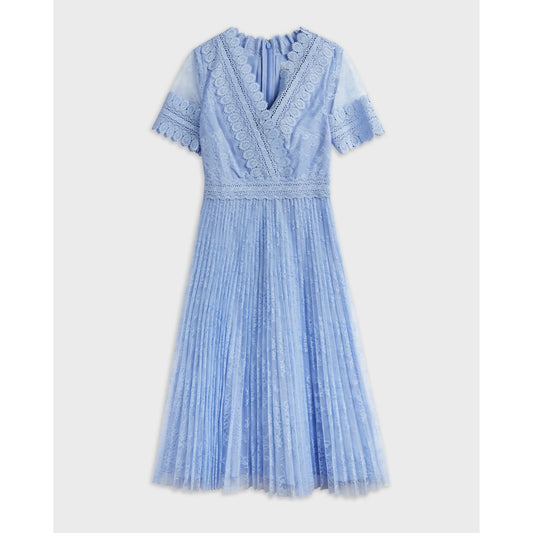 Women Sonyyia-Faux Wrap Lace Midi Dress - Light-Blue