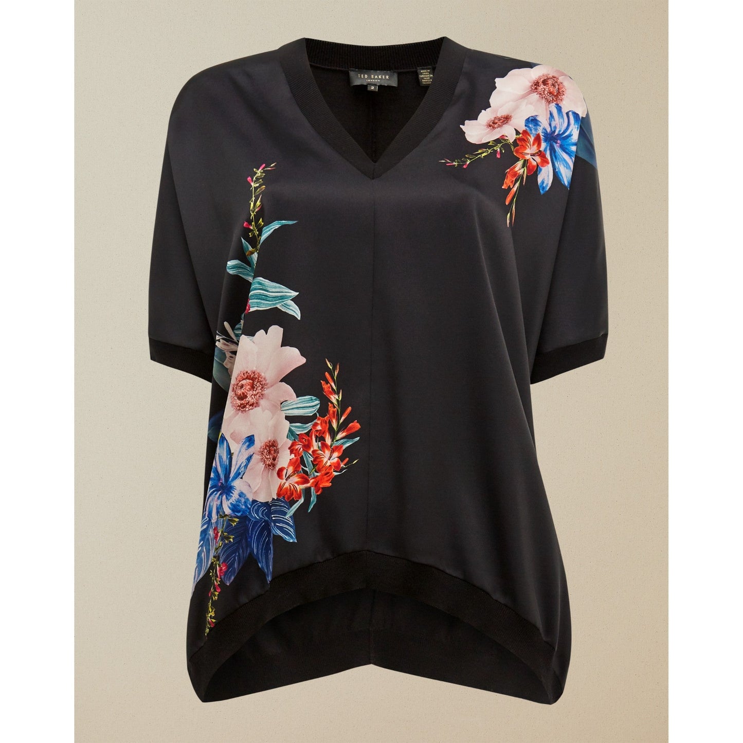 Women Sophiey-Jamboree Printed Woven Front Knit - Black