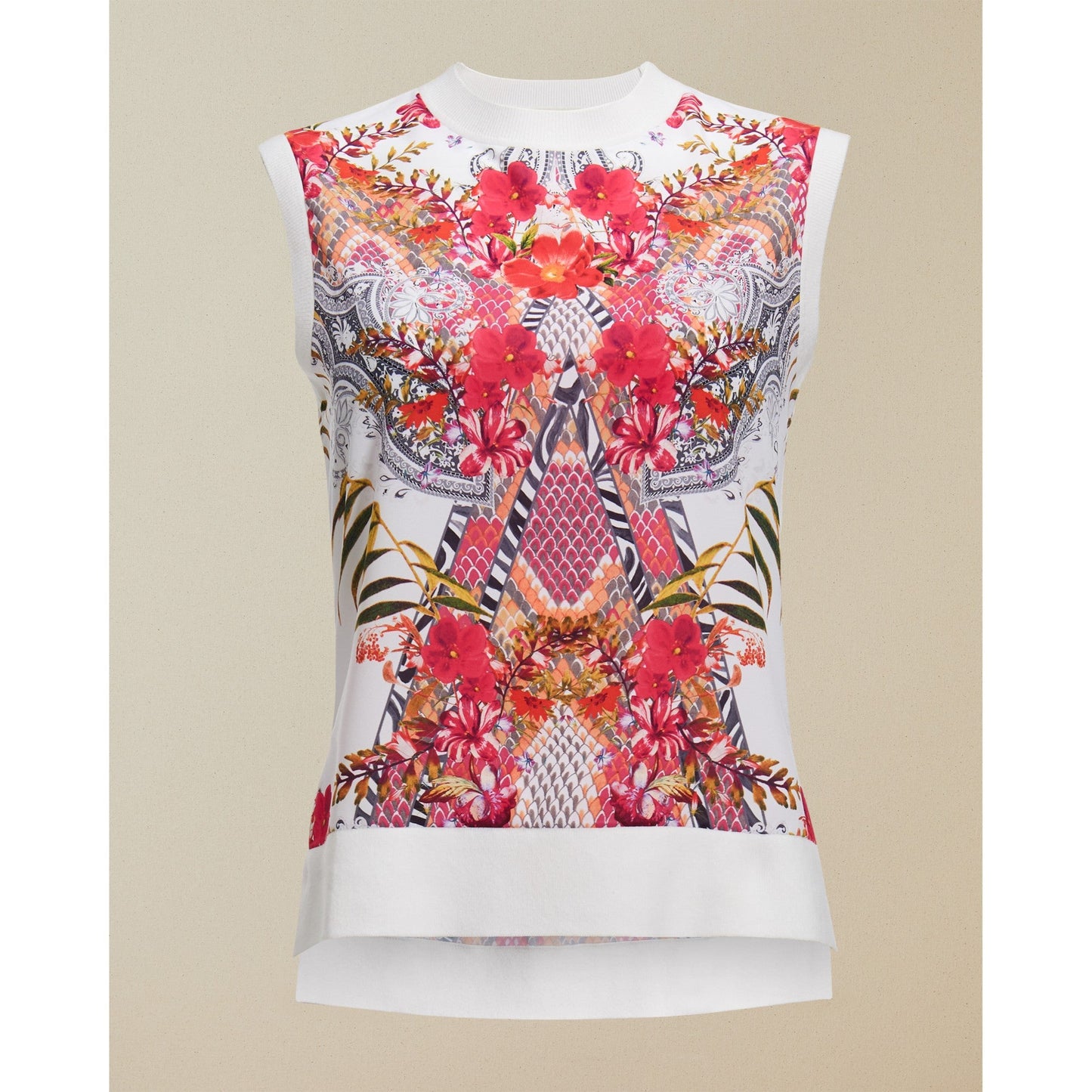 Women Tamarie-Samba Woven Front Sleeveless Knitted Top - Ivory