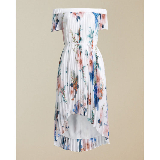 Women Luner-Jamboree Pleated Off The Shoulder Dress - White