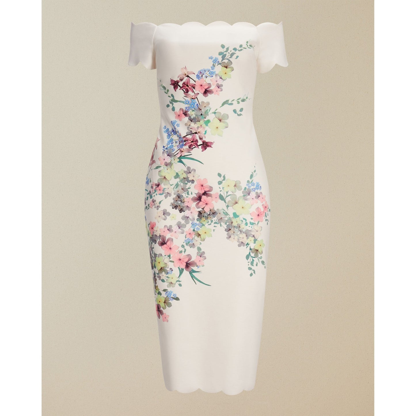 Women Trixiiy-Pergola Scallop Detail Bodycon Dress - Ivory