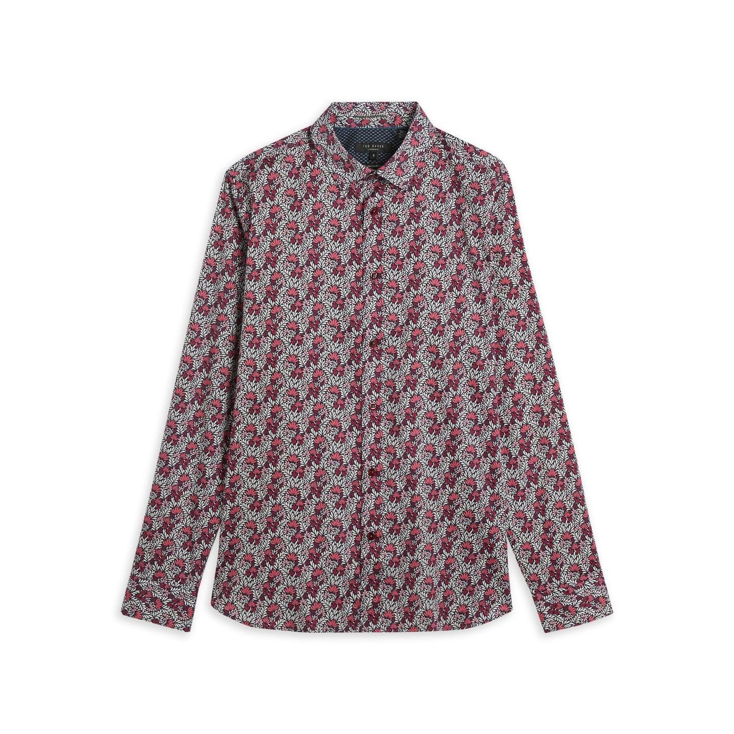 Men Bircher-Ls Leaf Print Shirt - Pink