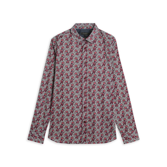 Men Bircher-Ls Leaf Print Shirt - Pink