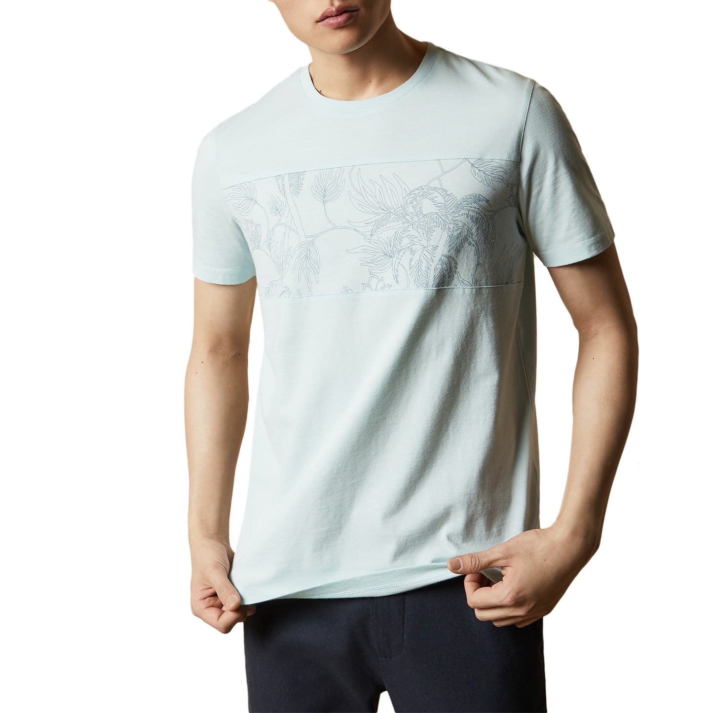 Men Herbtee-Ss Printed Panel T-Shirt - Mint