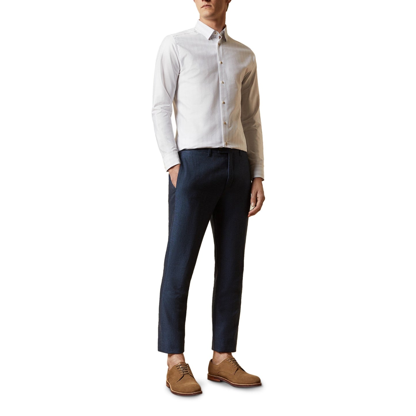 Men Hanlong-Ls Dotted Stripe Shirt - White