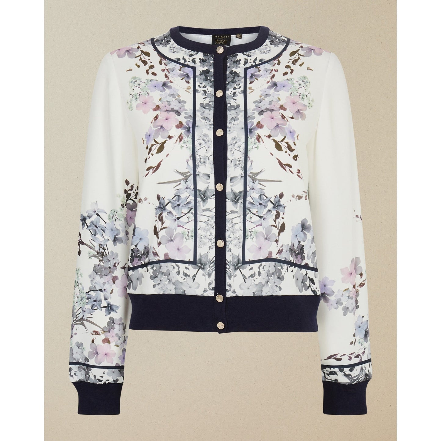 Women Innga-Navy Pergola Printed Cardi - White