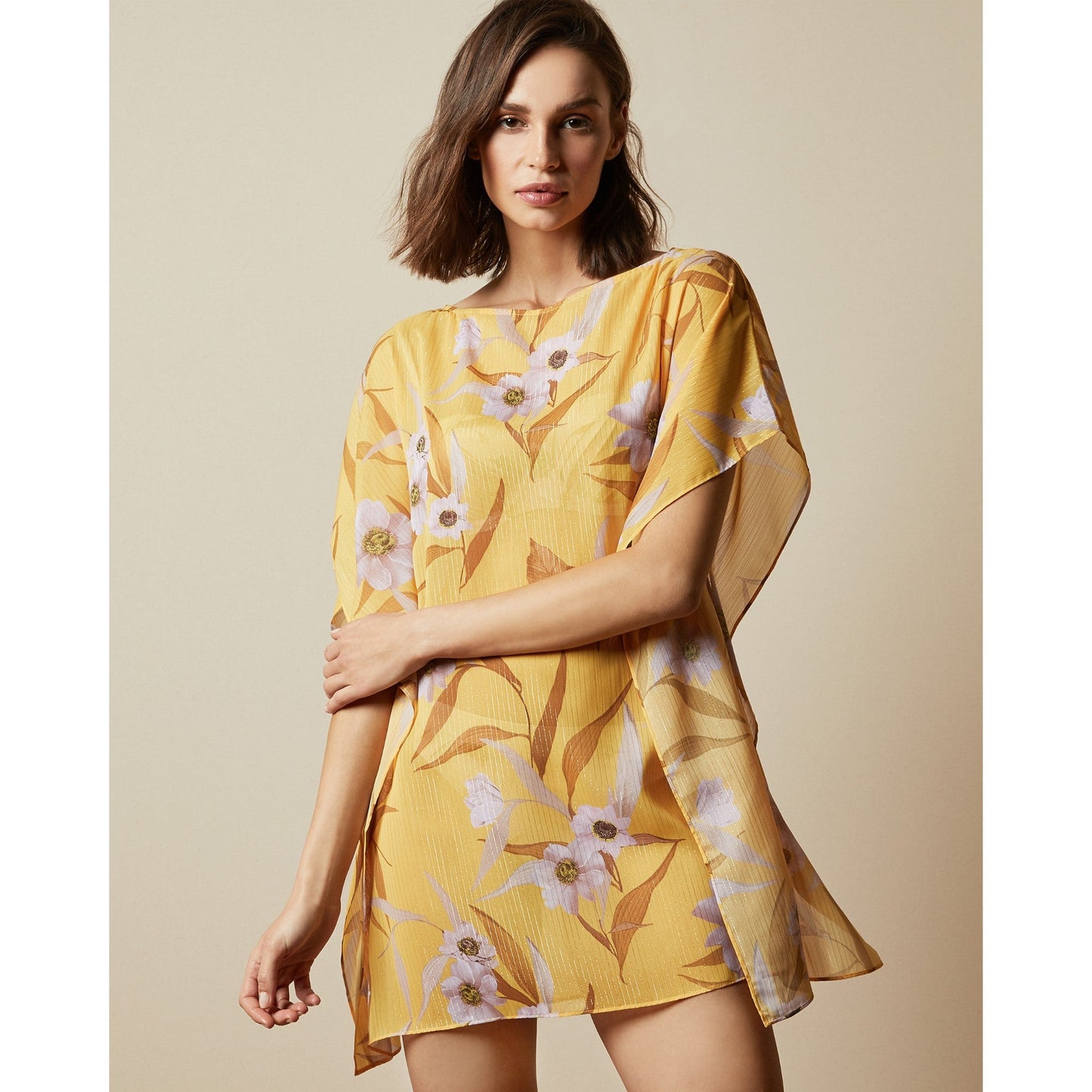 Women Neimaa-Cabana Lurex Square Cover-Up - Yellow