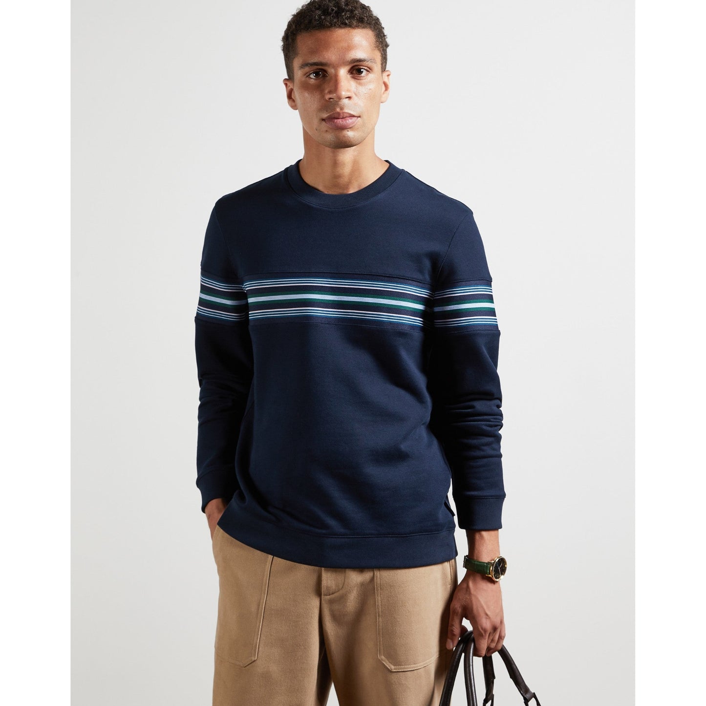 Men Sumo-Ls Striped Sweatshirt - Navy