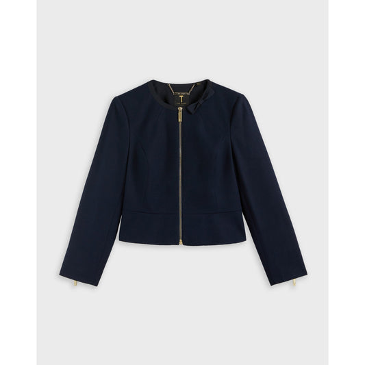 Women Janni-Bow Neck Gross Grain Jacket - Navy