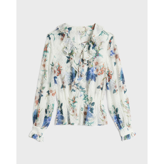Women Jaminaa-Jamboree Ruffle Top With Tie - Ivory