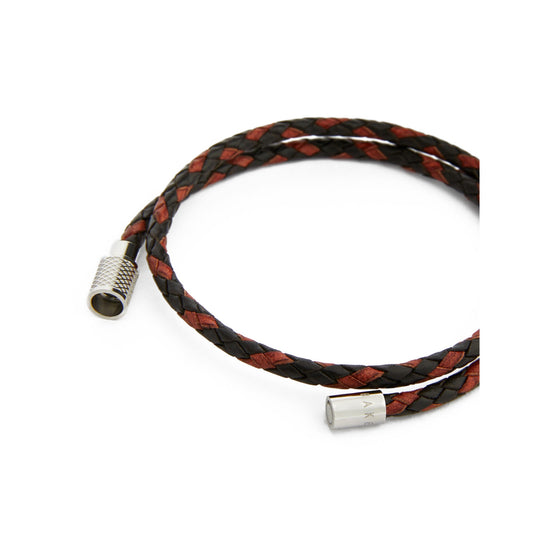 Men Beachal-Braided Double Wrap Bracelet - Brown