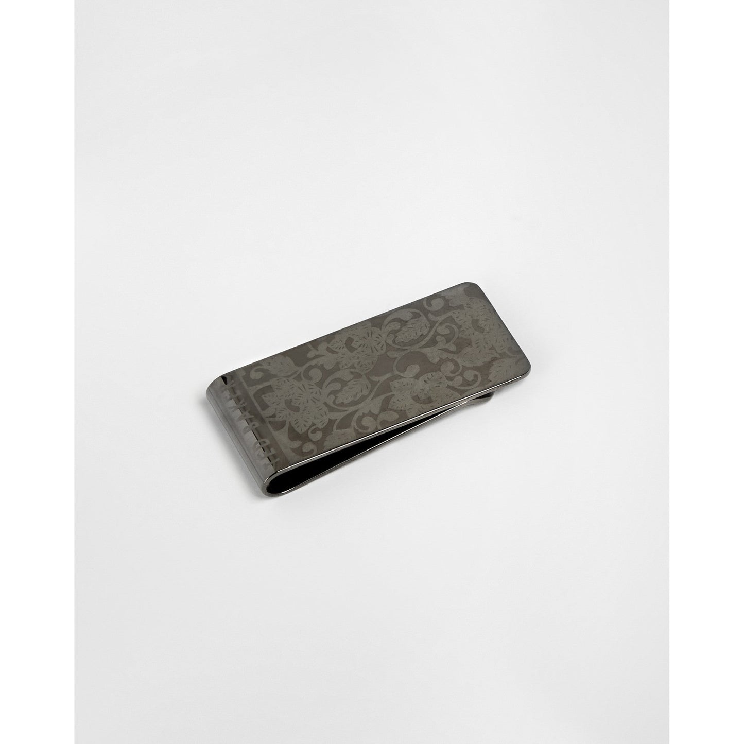 Men Hanout-Floral Cufflink And Money Clip Gift Set - Gunmetal
