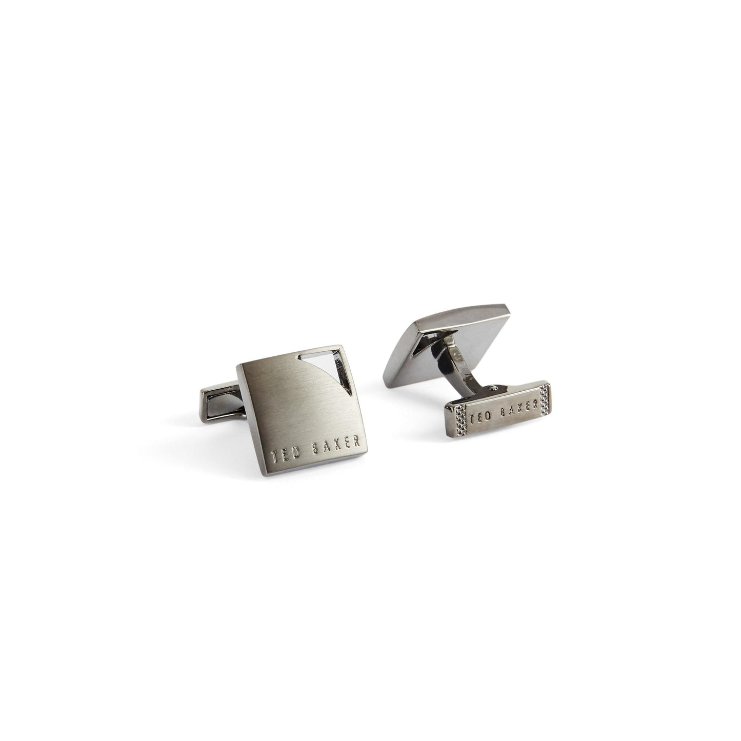 Men Lobar-Square Cufflinks With Corner Cut Out - Gunmetal