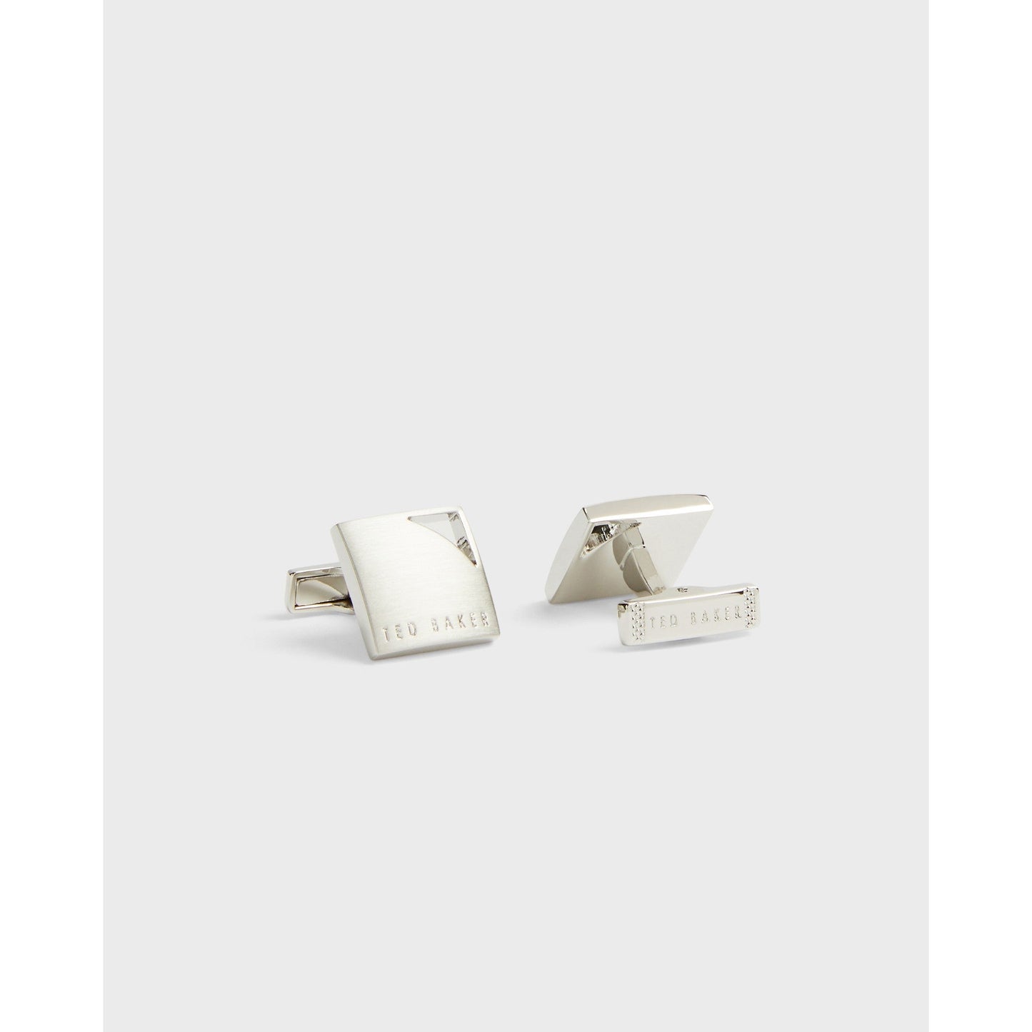 Men Lobar-Square Cufflinks With Corner Cut Out - Silver-Col