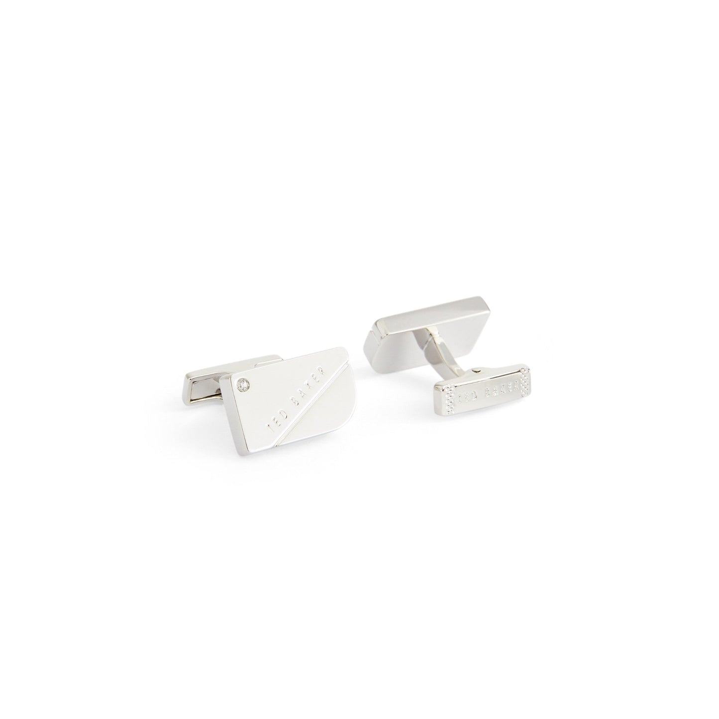 Men Lonep-Corner Crystal Cufflinks - Silver-Col