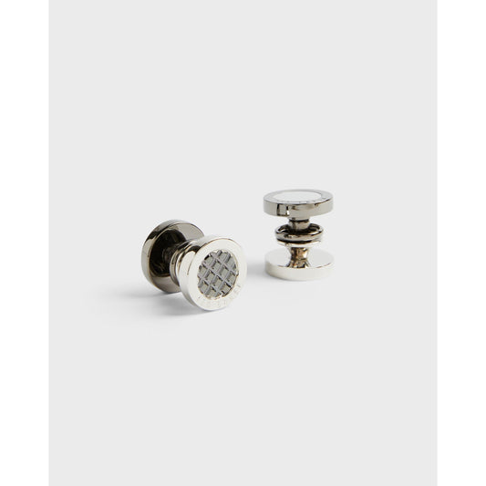 Men Paark-Reversible Textured Snap Cufflinks - Silver-Col