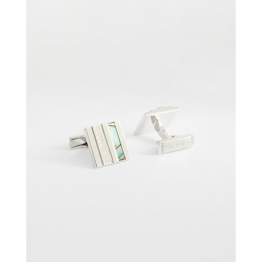 Men Pamel-Stepped Mother Of Pearl Cufflinks - Green