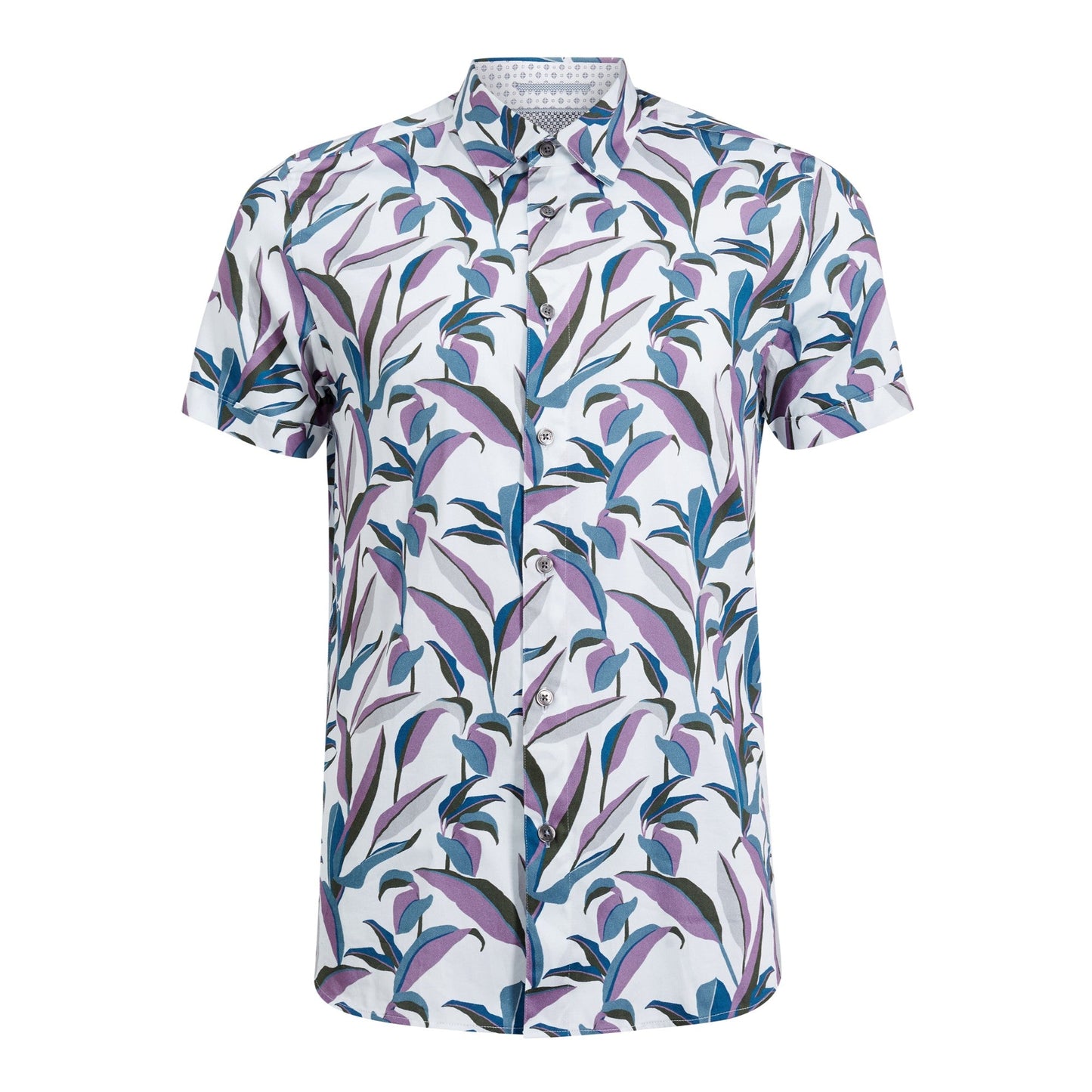 Men Glampin-Ss Leaf Print Shirt - White