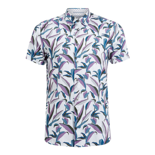 Men Glampin-Ss Leaf Print Shirt - White