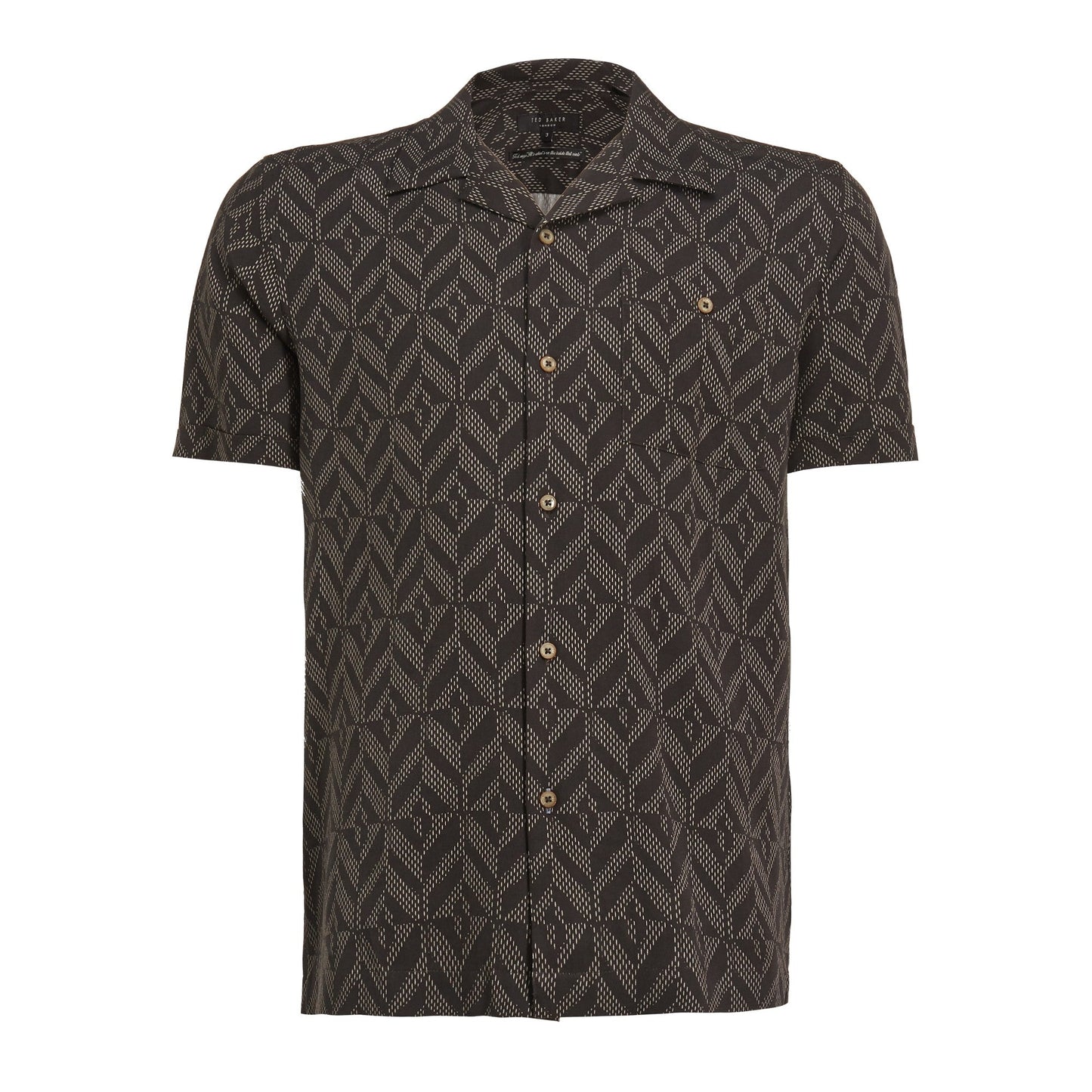 Men Snooze-Ss Large Diamond Print Shirt - Black