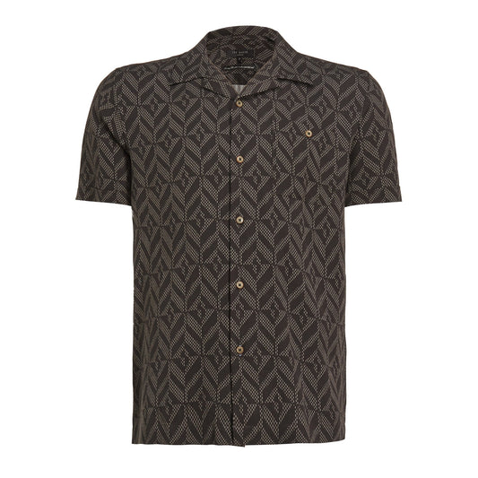 Men Snooze-Ss Large Diamond Print Shirt - Black