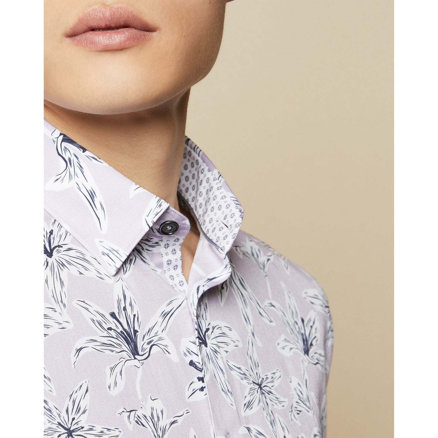 Men Bonfire-Ss Floral Print Shirt - Lilac