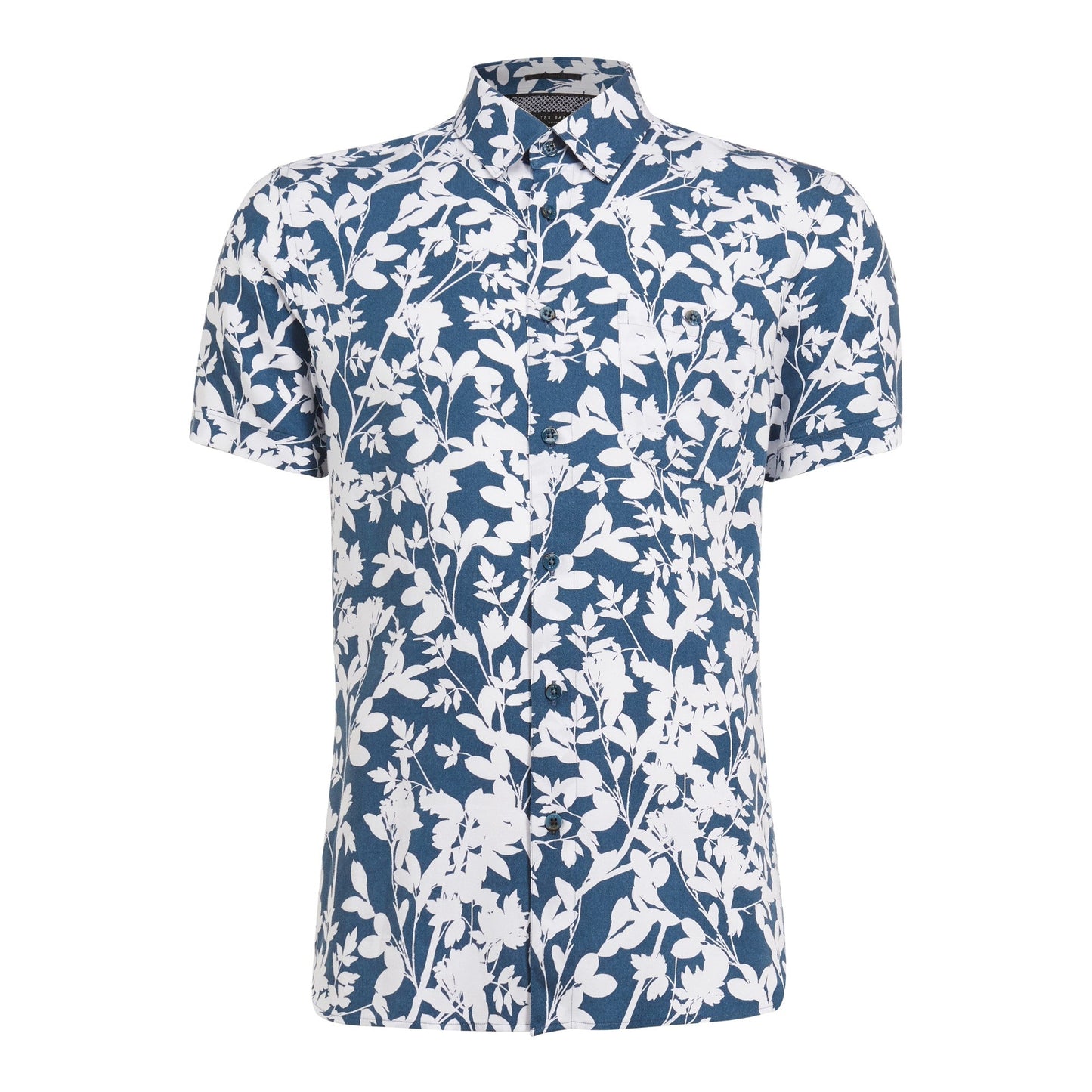 Men Smore-Ss Floral Print Shirt - Teal-Blue