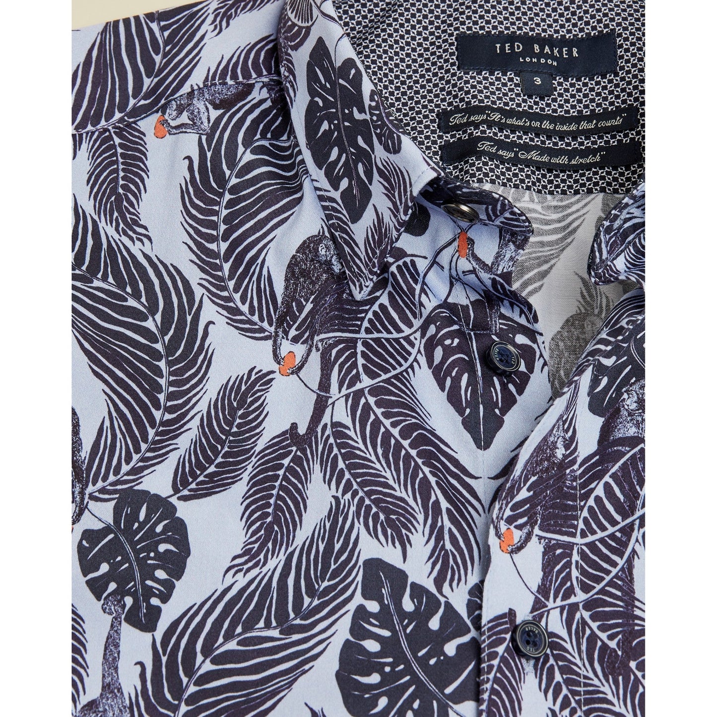 Men Torch-Ss Monkey Print Shirt - Light-Blue