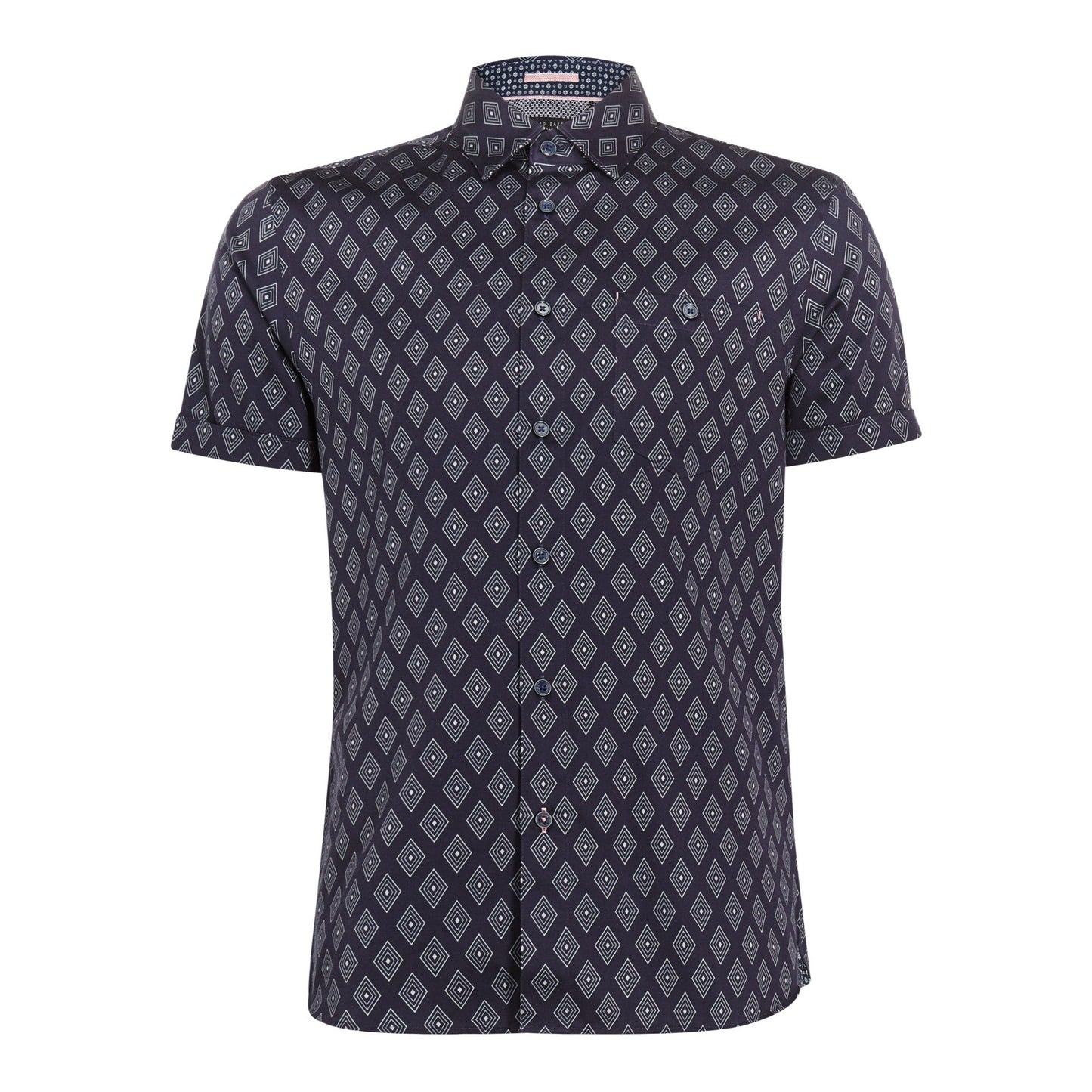 Men Campsto-Ss Diamond Print Shirt - Navy