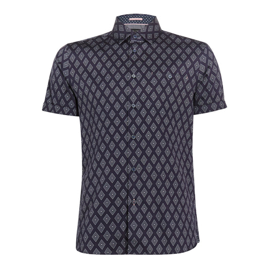 Men Campsto-Ss Diamond Print Shirt - Navy