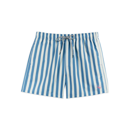 Men Coals-Striped Shorty Swimshort - Mid-Blue