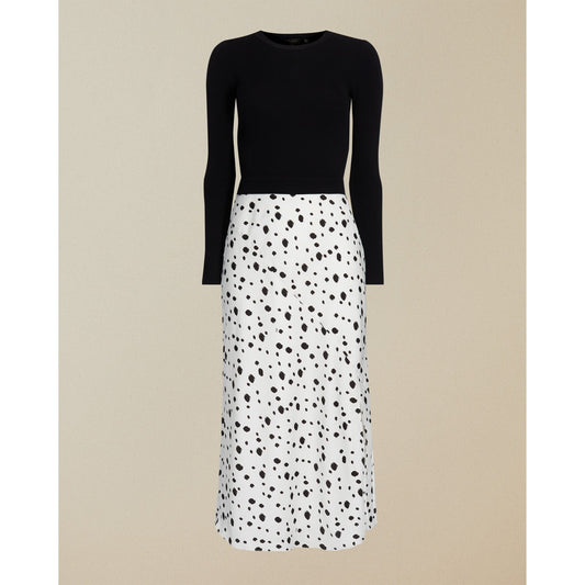 Women Laiyah-Knit Bodice Polka Dot Dress - White
