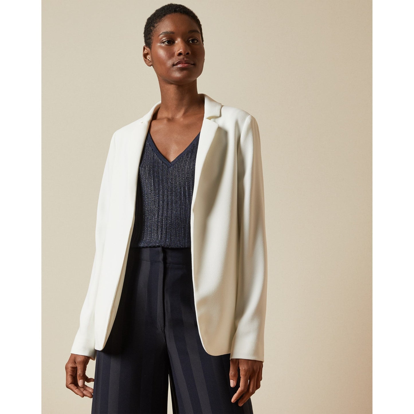 Women Kayete-Long Line Straight Fit Blazer - Ivory