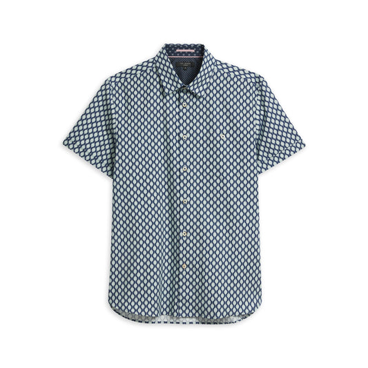 Men Huncomb-Ss Geo Print Shirt - Navy