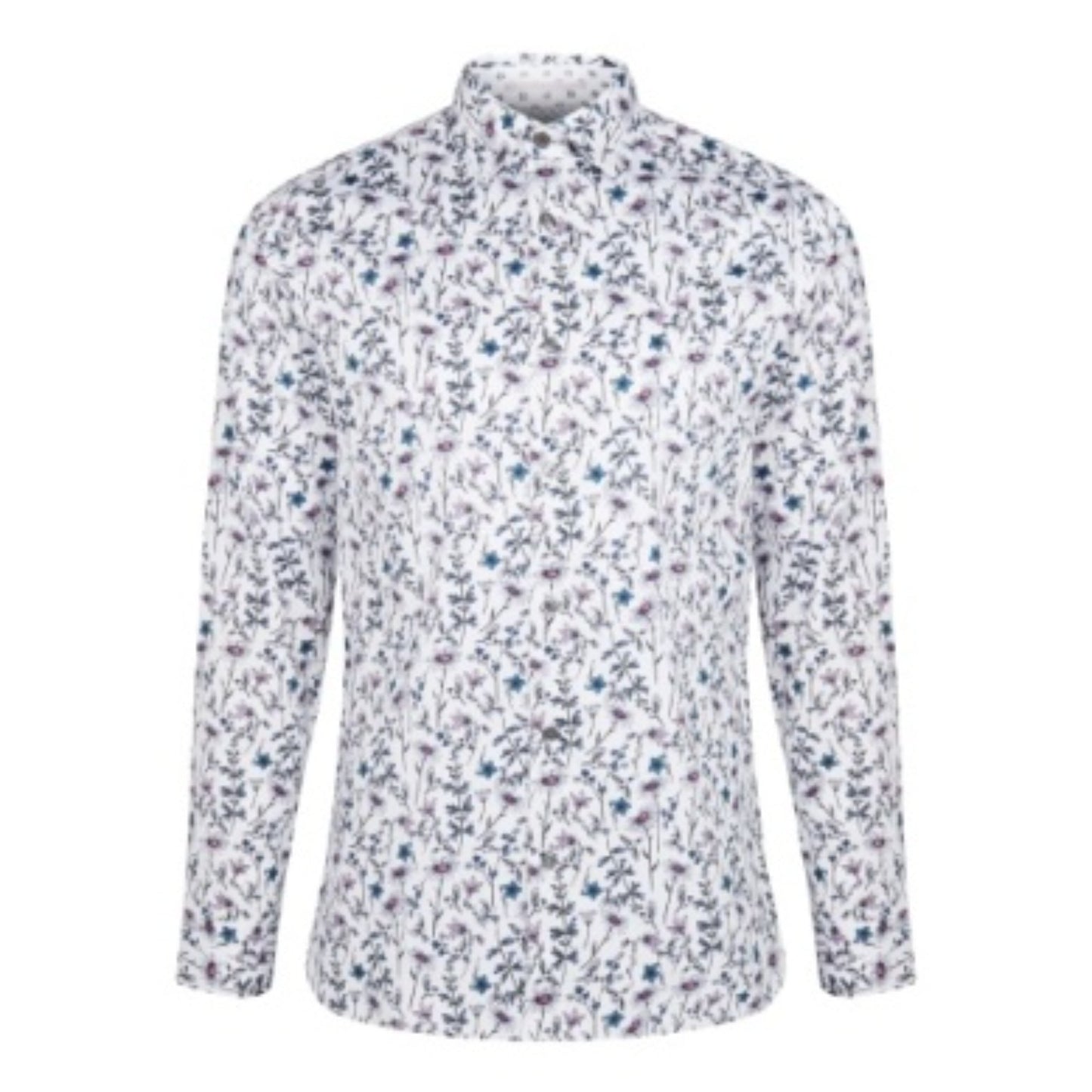 Men Pastry-Ls Floral And Bird Print Shirt - White