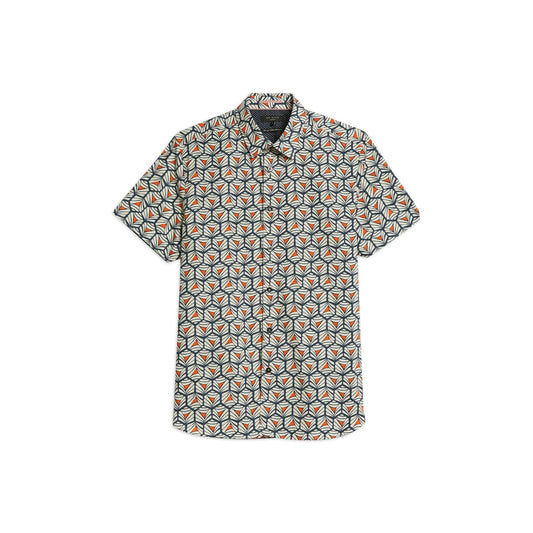 Men Bagul-Ss Geo Print Shirt - White