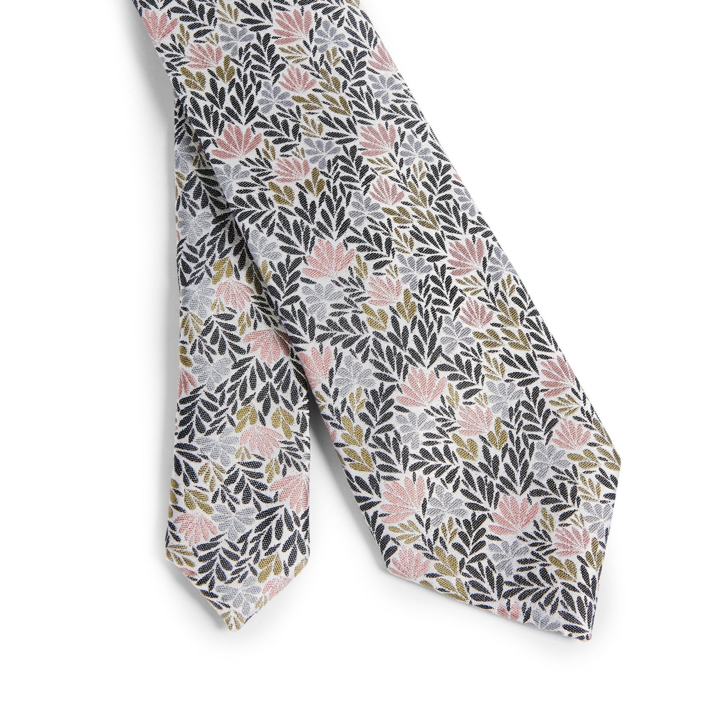 Men Tidy-Jaquard Interest Floral Tie - White