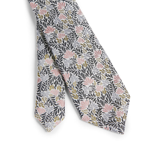 Men Tidy-Jaquard Interest Floral Tie - White