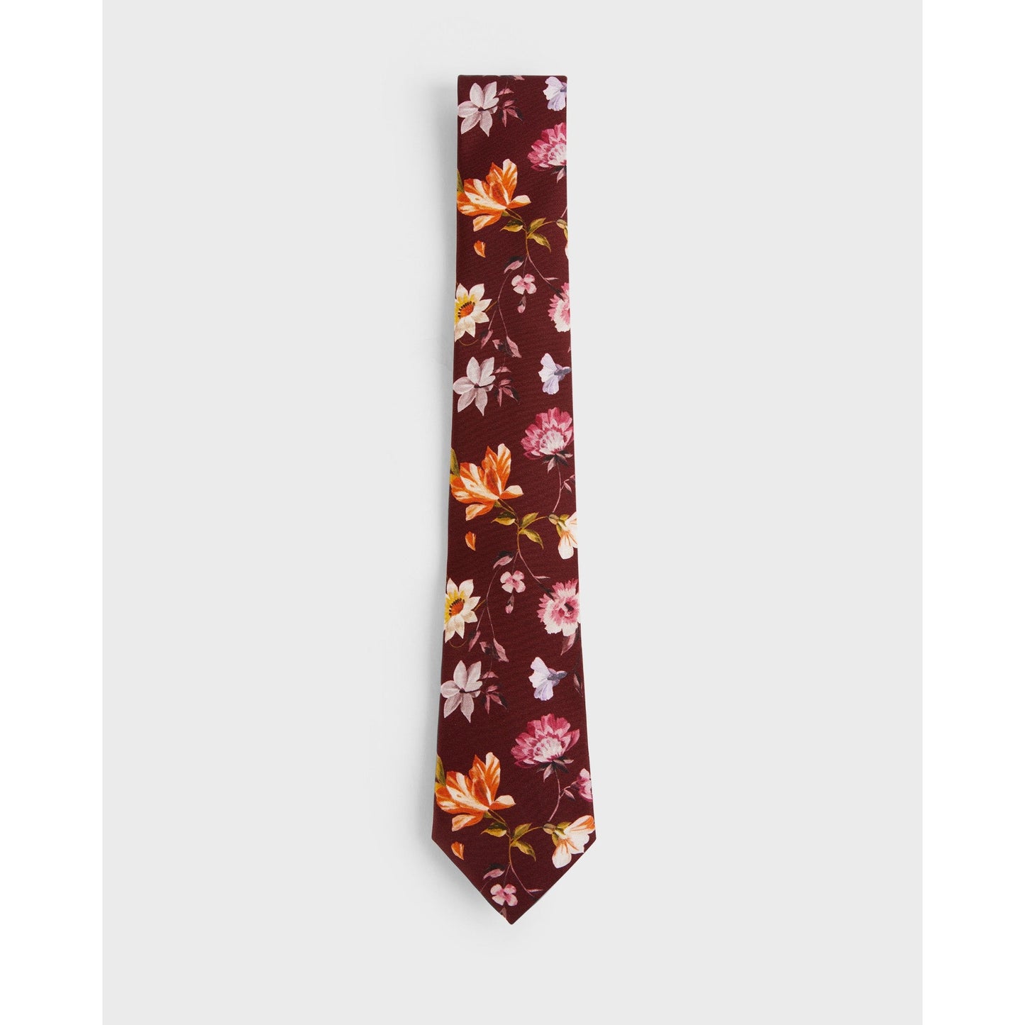 Men Fetha-Bold Floral Printed Tie - Dark-Red