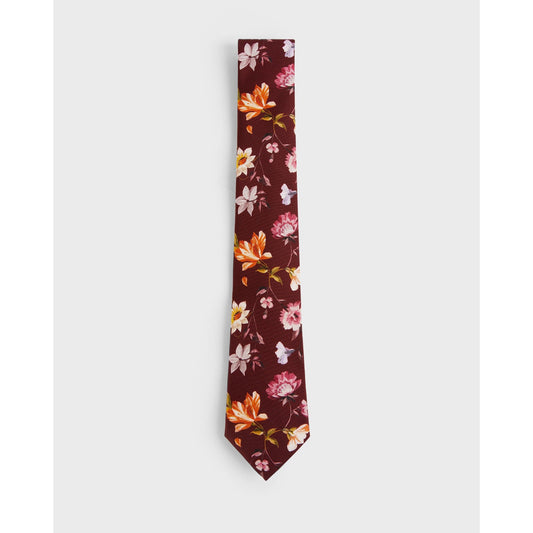 Men Fetha-Bold Floral Printed Tie - Dark-Red