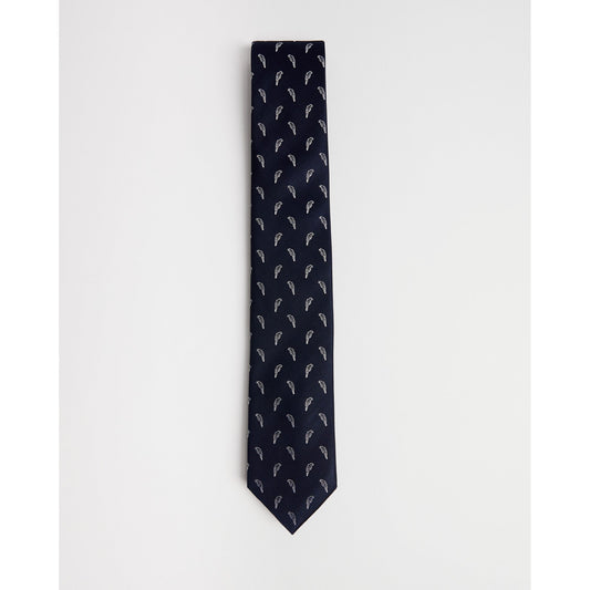 Men Plump-Jacquard Parrot Tie - Navy