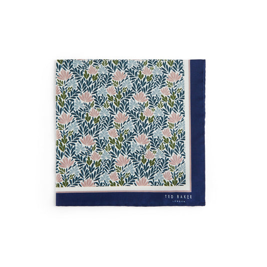 Men Braidz-Interest Floral Printed Pocket Square - Navy