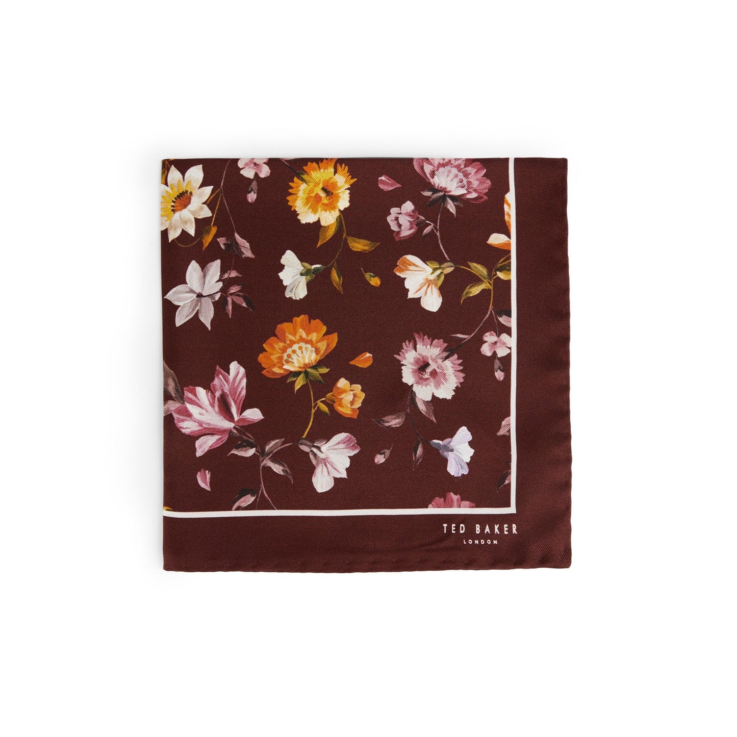 Men Fro-Bold Floral Printed Pocket Square - Dark-Red