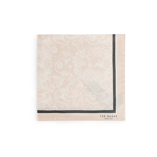 Men Sidebit-Printed Paisley Pocket Square - Light-Pink