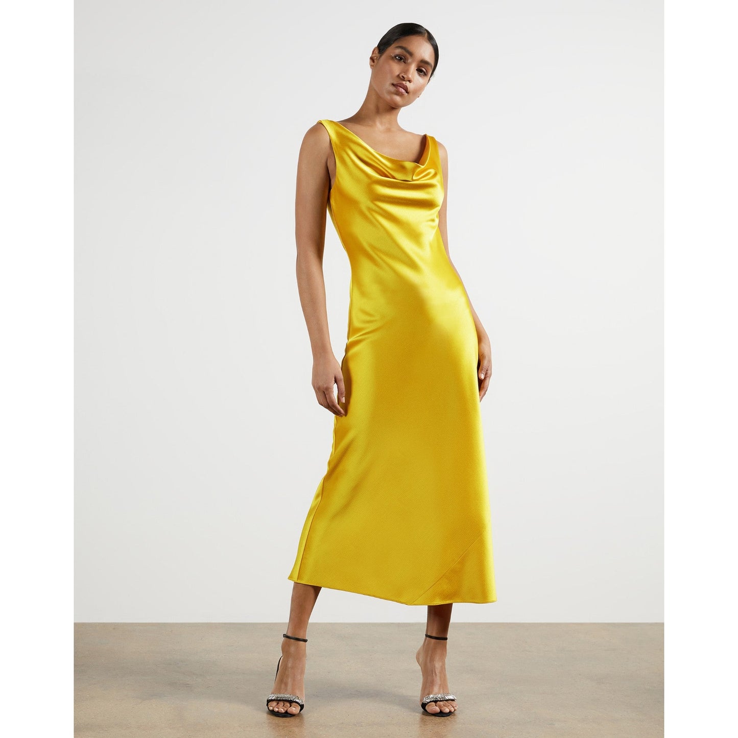Women Kinseyy-Cowl Neck Midi Slip Dress - Bright-Yellow