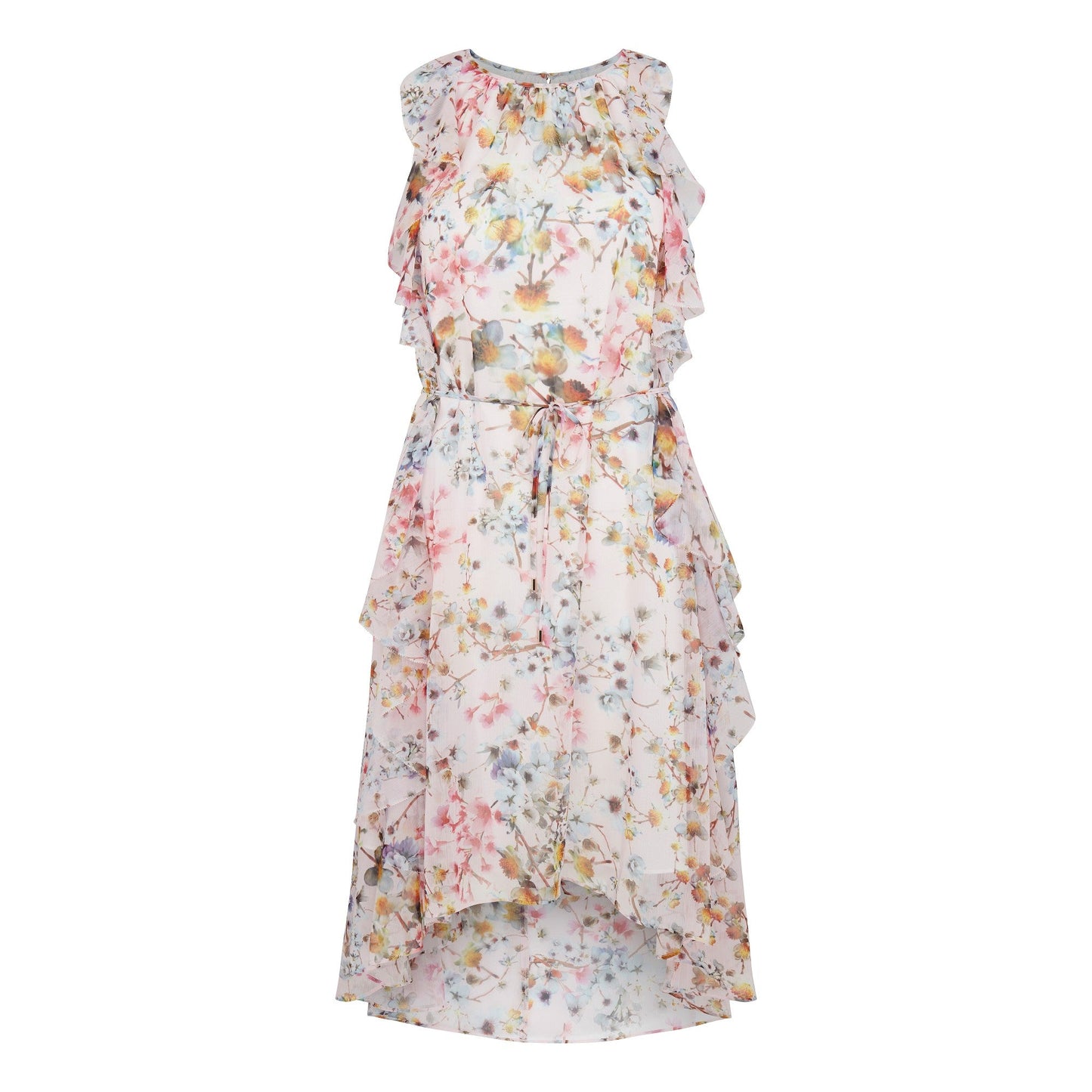 Women Rosy-Jasmin Frill Dip Hem Dress - Dusky Pink
