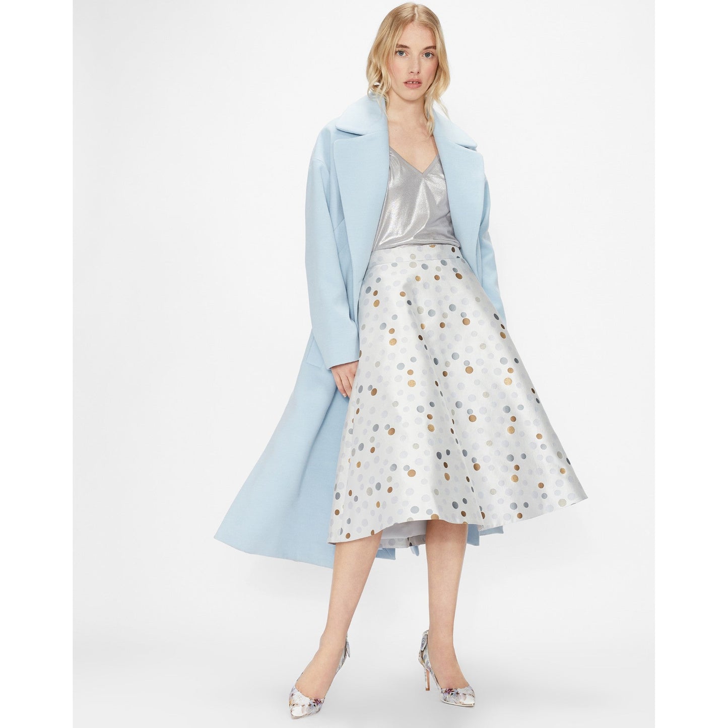 Women Dariice-Jacquard Polka Dot Skirt - White