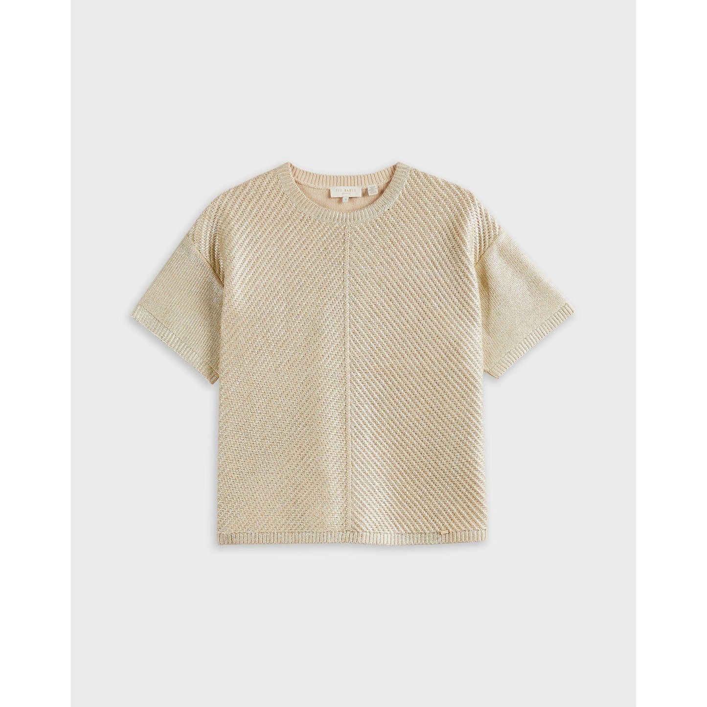Women Giannaa-Relaxed Metallic Knitted Top - Metallic